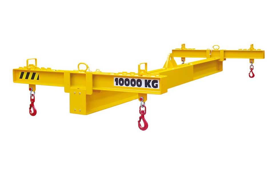 H-bar steel lifting spreader beam with swivel hooks