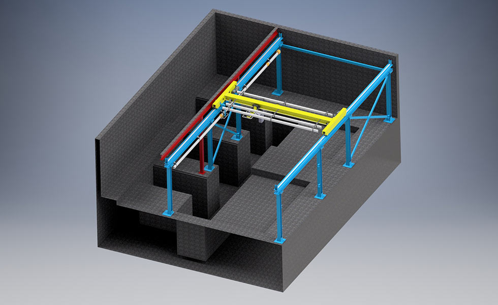 Plan de conception d'un pont roulant posé sur structure