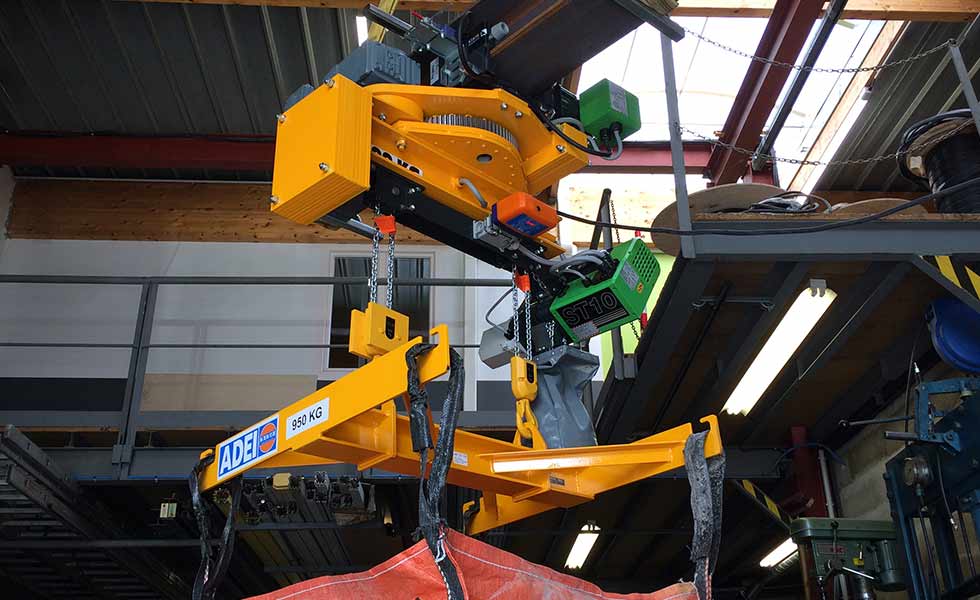 Palan rotatif pour big bag avec motorisation SEW USOCOME