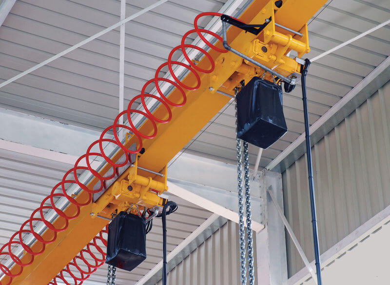 Embedded overhead gantry crane air hoists