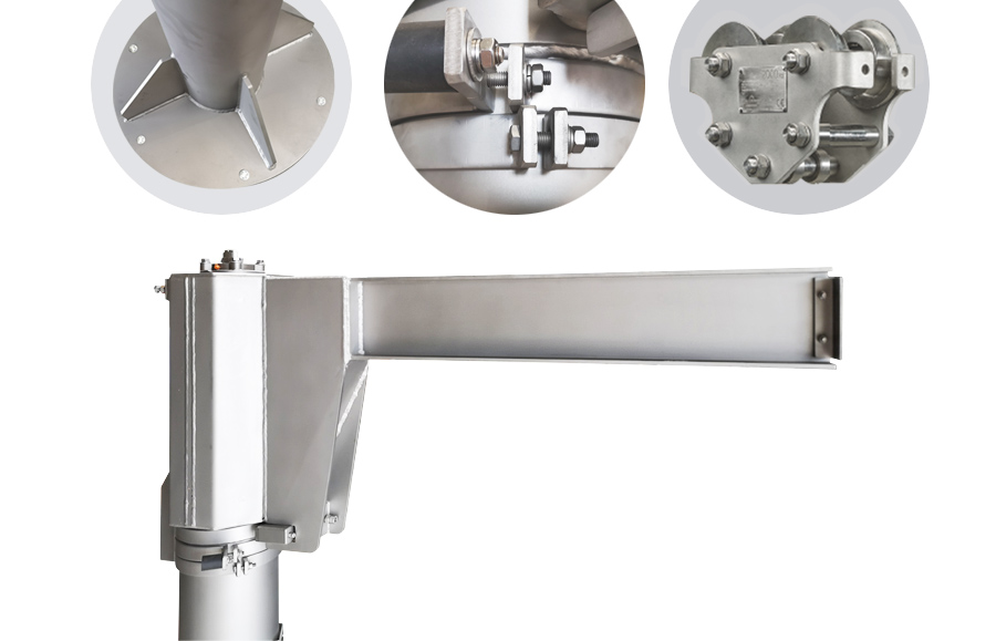 Potence sur fût inversée en Inox 361L avec semelle ronde