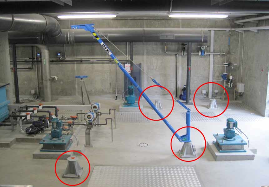 Potence aluminium LEVO installée dans une station d’épuration